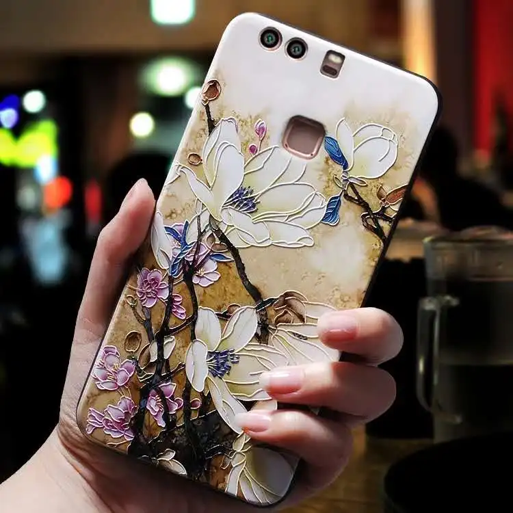 Чехол для Huawei P9 P8 P10 Plus Lite 2017 чехлы Honor 8 ретро Тисненый Цветочный Цветок лист