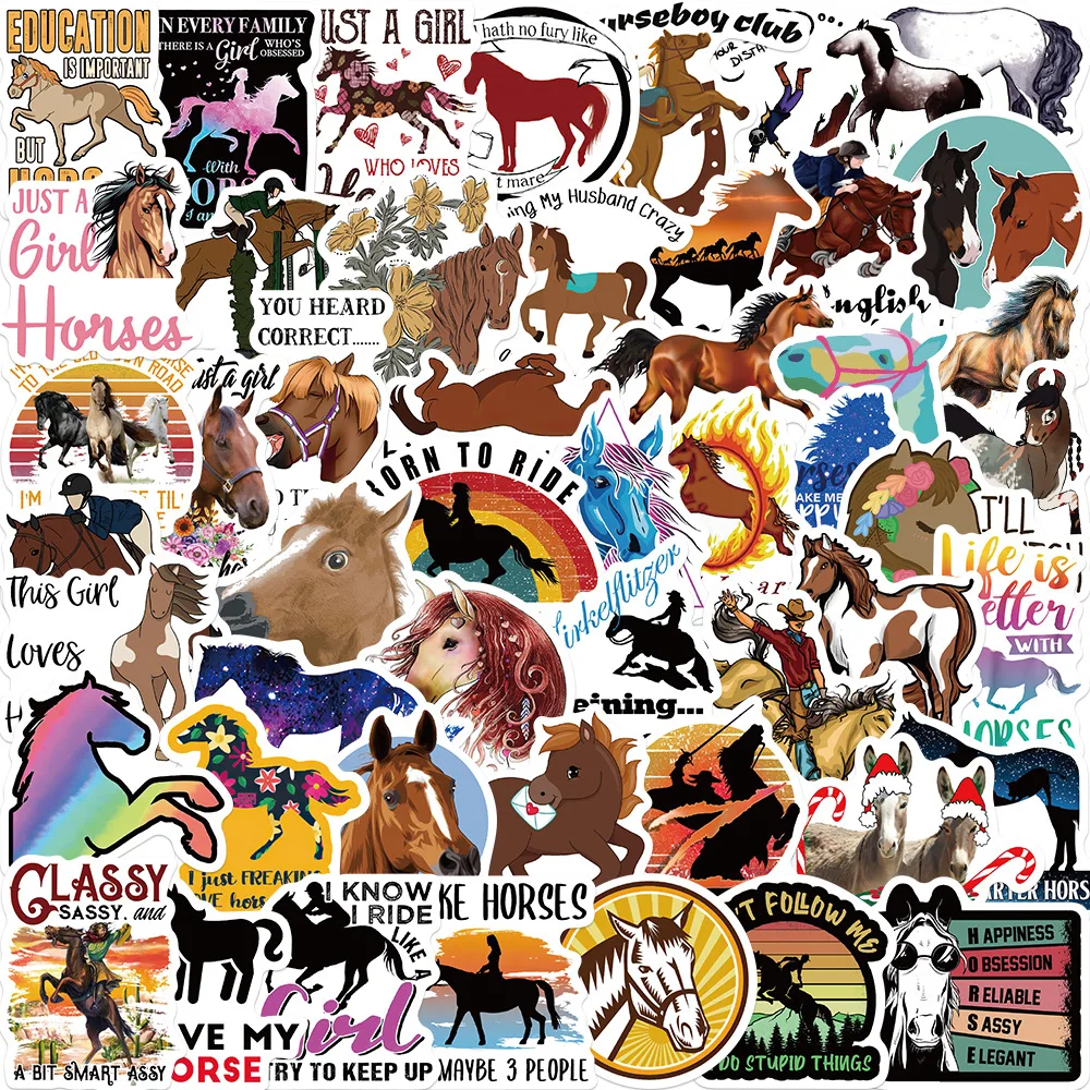 

10/30/50pcs Horseman Equestrian Horse Stickers Aesthetic DIY Laptop Phone Luggage Water Bottle Waterproof Graffiti Decal Sticker