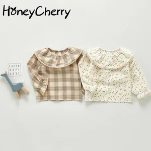 Детская рубашка на подкладке HoneyCherry, новая осенняя рубашка с длинными рукавами для новорожденных девочек, блузки для девочек