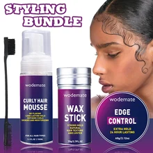 Wax Stick For Wig Edge Control Gel Broken Hair Oil Wax Cream Anti-frizz Fixative Gel+Curly Hair Foam Mousse Hair Styling Mousse