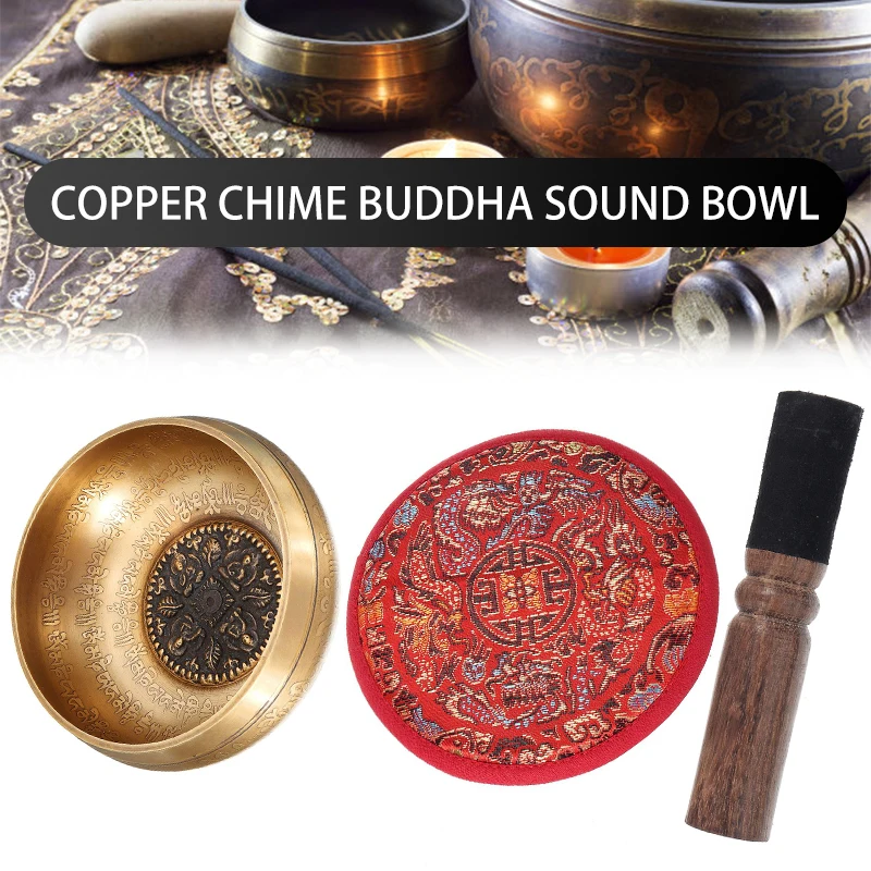 

Набор Поющая чаша, непальская буддийская чаша для пения, чаша для буддийской звуковой терапии, коврик для молотка, медная чаша ручной работы