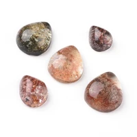 10pcs natural lodolite quartz teardrop cabochons undyed flatback gemstone garden quartz cabochons for jewelry making diy crafts