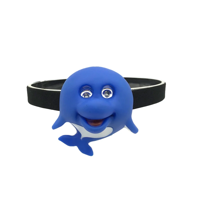 Детский уличный 2 светодиодный налобный фонарь с батареей AAA в форме животного, милый налобный фонарь на голову для мальчиков и девочек, для кемпинга, для детей, креативный подарок - Испускаемый цвет: dolphin