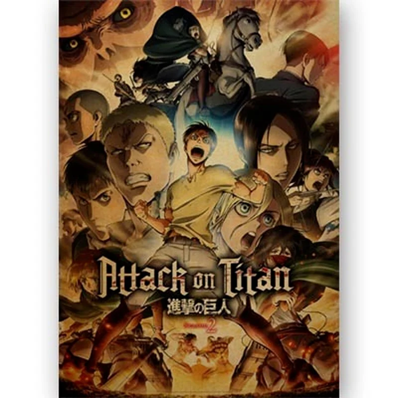 Плакаты атака на Титанов японское аниме крафт-бумага печать четкое изображение