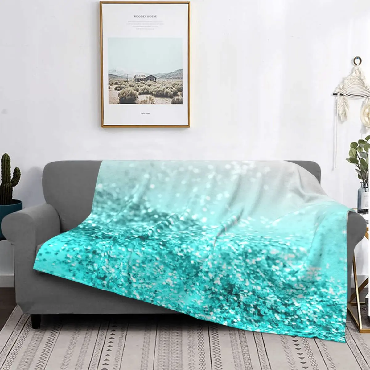

Manta térmica a cuadros para cama, colcha a cuadros para sofá y cama, color gris plateado, Aqua Teal, Océano