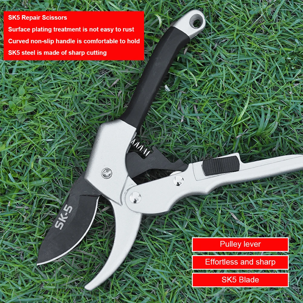 

Mult Pruning Branch Cutting Shear SK-5 Steel Scissors Pulley Effortless Labor-saving Structure Without Burrs Garden Tool