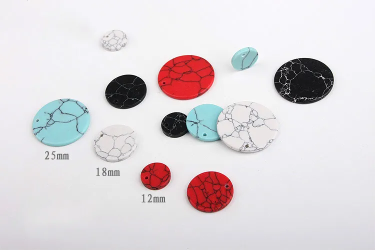 Натуральные белые зеленые красные и черные бирюзовые круглые односторонние