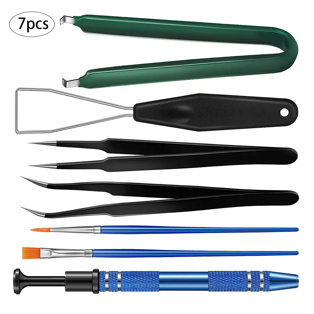 

7PCS Keyboard Lube Switch Puller Kit IC Chip Extractor Keycap Remover Elbow Pointed Tweezers 4-Prong Tool Clamp Cleaning Kit