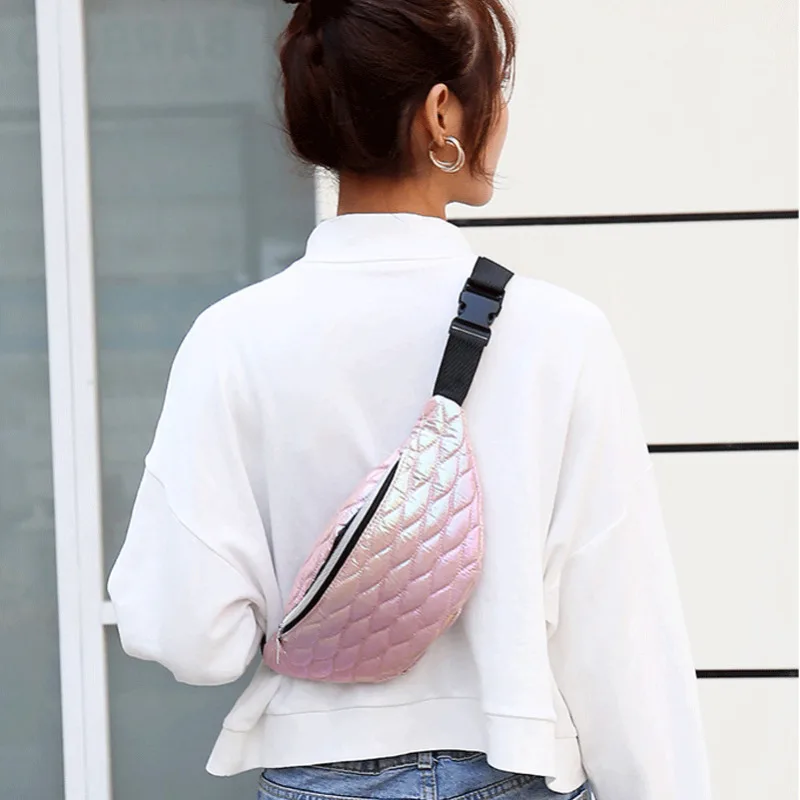 Женская поясная сумка ПУ Лазерная Сумочка на одно плечо грудь спортивная в стиле