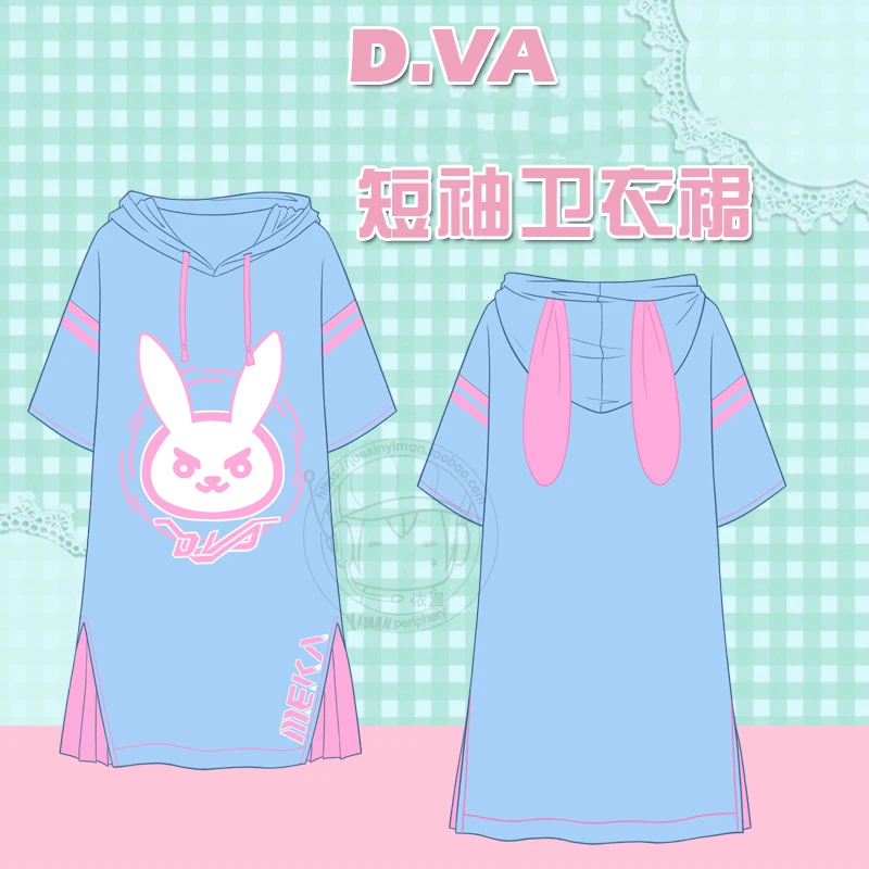 Аниме! Игры OW D.VA толстовка с кроликом платье летняя футболка анимация M-L