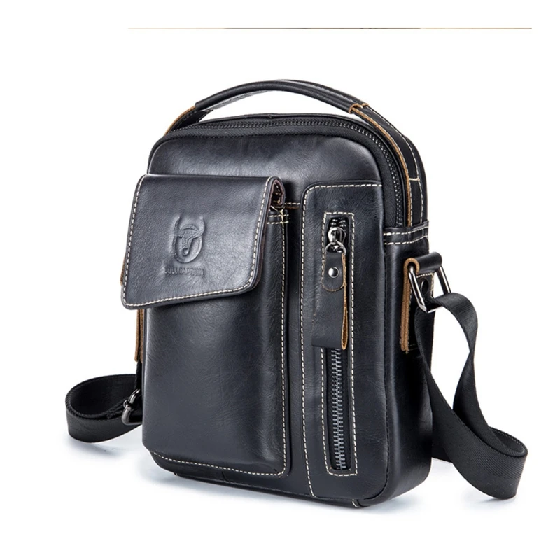 

Leather Shoulder Bag Briefcase - Men Messenger Bag, Leather Satchel Bag, Retro D0UD