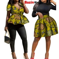 african women clothing two pcs set fashion suit african wax cotton beautiful lady sexy skirt set wy8535