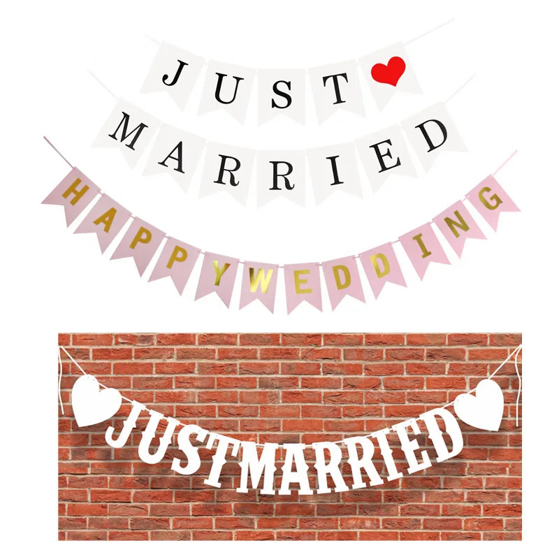 Винтаж Свадебные гирлянды из флагов для молодоженов Photo Booth Реквизит Свадебная