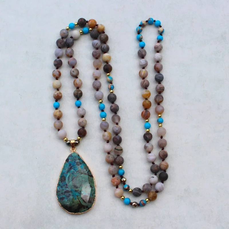 

2020 New Fashion Design Necklace Natural Stone Necklace Bohemian Necklace Drops Natural Stone Pendant Necklace Ladies Necklace