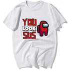 Футболка мужская с надписью You Look Sus from Us, забавная тенниска с принтом кревета красного цвета, топ с рисунком из аниме, одежда