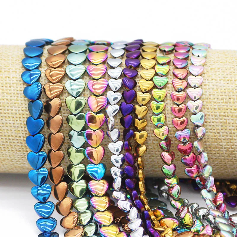 Синие золотые зеленые красные фиолетовые 6/8 мм персиковые сердца гематит