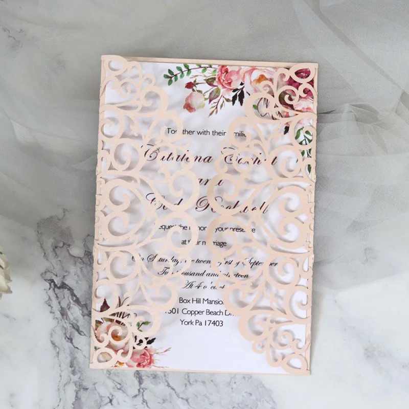 Свадебный золотой красный белый лазерный разрез роскошные свадебные