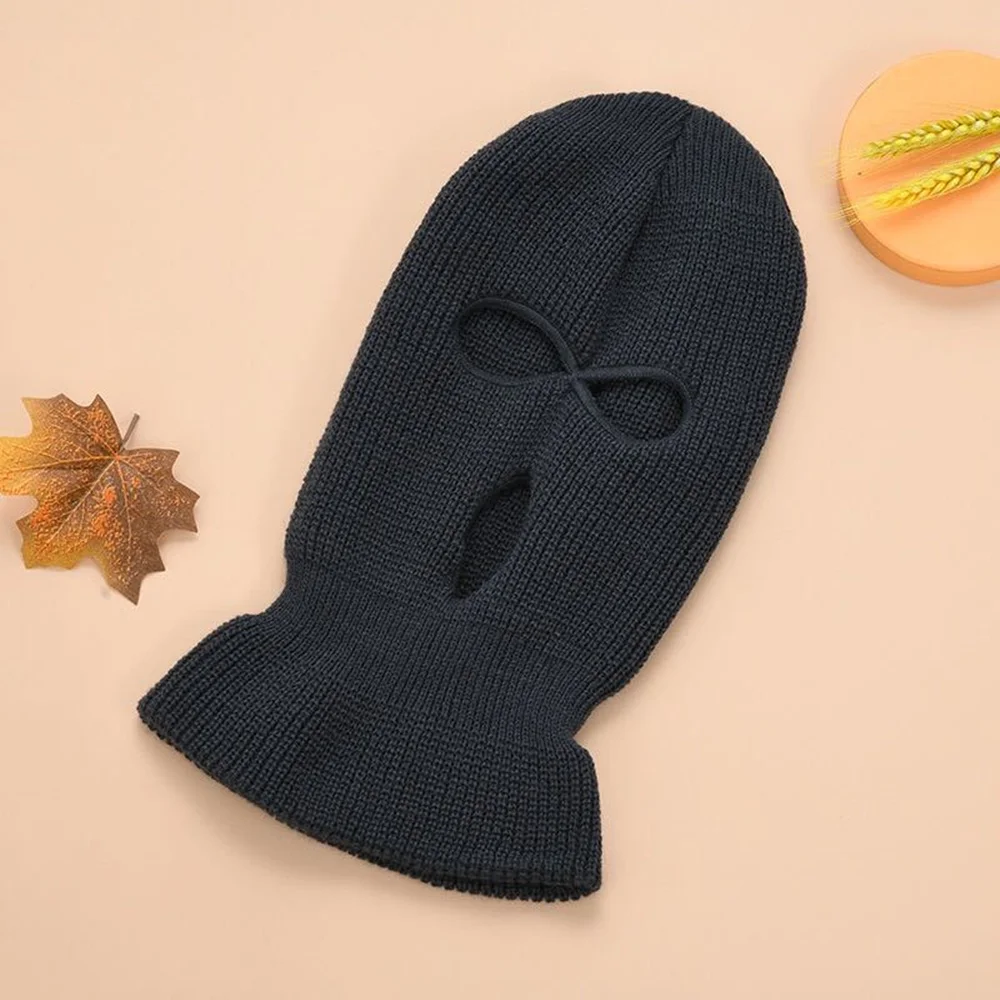

Warm Fluorescent Three-hole Baotou Hat Windproof Wool Knitted Hat Outdoor Cycling Warmth Mask