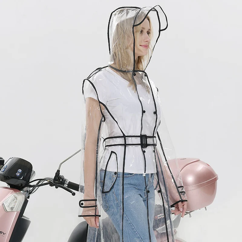 

Korean Creative Raincoat Women Windbreaker EVA Transparent Rain Coat Outdoor Adult Rain Poncho Plastic Jacket Environmental