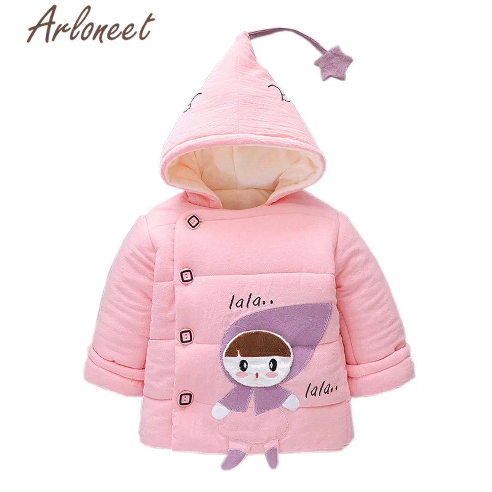 ARLONEET пальто с мультяшным рисунком для маленьких девочек теплое зимнее толстое со
