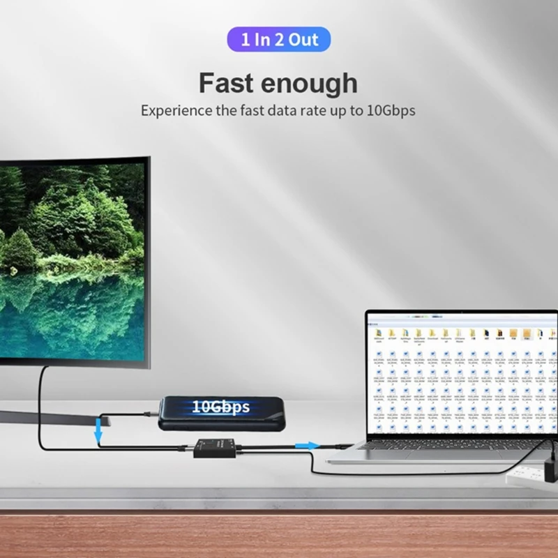 

Type C USb-C Two Way Switch 8k 60Hz 10Gbps Bi-Direction KVM Switch Split Converter for Multiple Source Displays