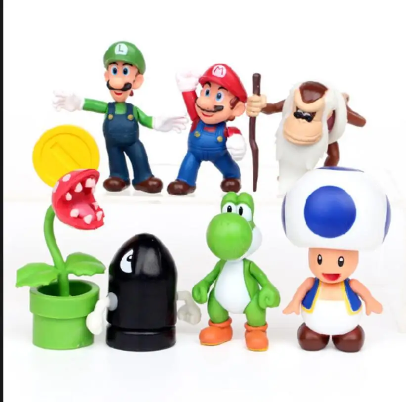

Super Mario Brothers cartoon hand puppet 3 generations 8 Mario Louis magic mushroom cake display children's birthday gift