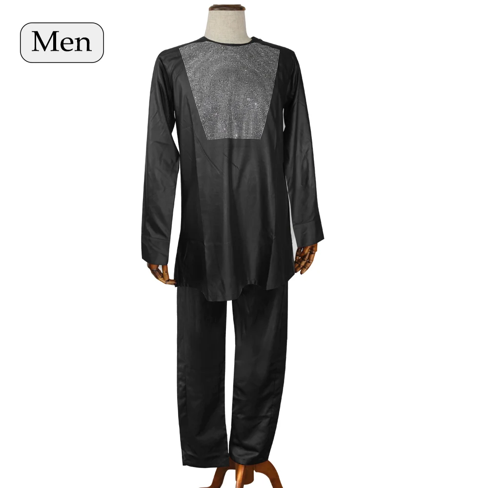 moda hombre dashiki, африканская одежда для мужчин, рубашки, брюки, Костюм хиппи, мужские костюмы, верхняя одежда, штаны, набор, vetement homme 3xl 4xl - Цвет: Men Black