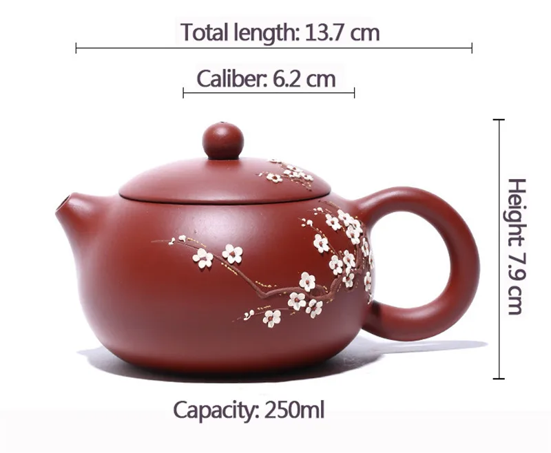 

240ml Chinese Yixing Teapot Pure Handmade Plum blossom Xi Shi Pot Purple Clay Tea set kettle travel tea set 188 Ball Hole filter