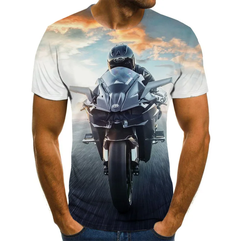 

Men's T-shirt motorcycle rider 3D printing graphics round neck short sleeve hip hop casual street wear plus size men's shirt