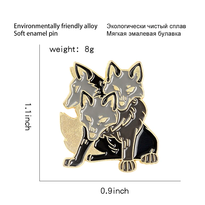 Значок Cerberus с эмалью греческая мифология трехголовый волк собака животное