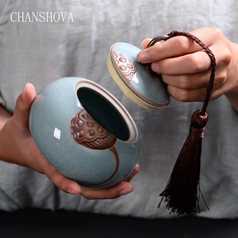 Керамическая чайная коробка CHANSHOVA герметичная влагостойкая в китайском стиле с