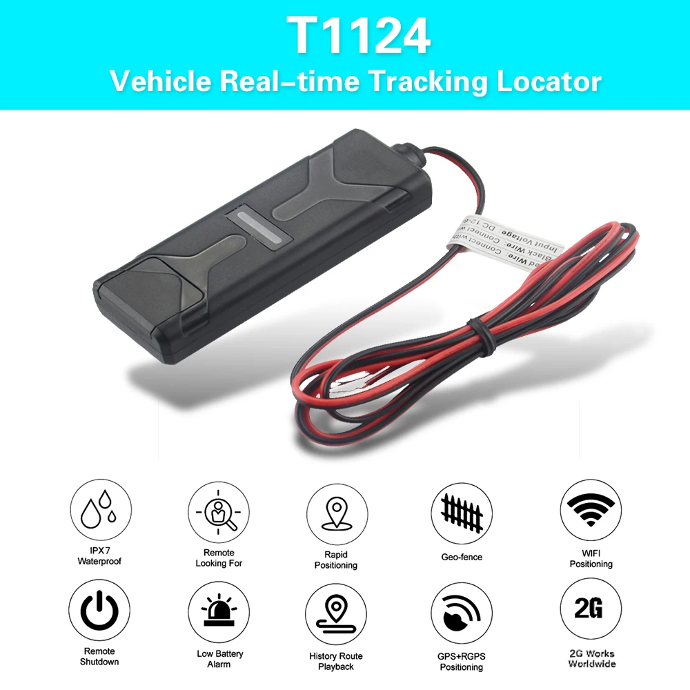 Автомобильный GPS GSM GPRS трекер T1124 водонепроницаемый отслеживание в режиме