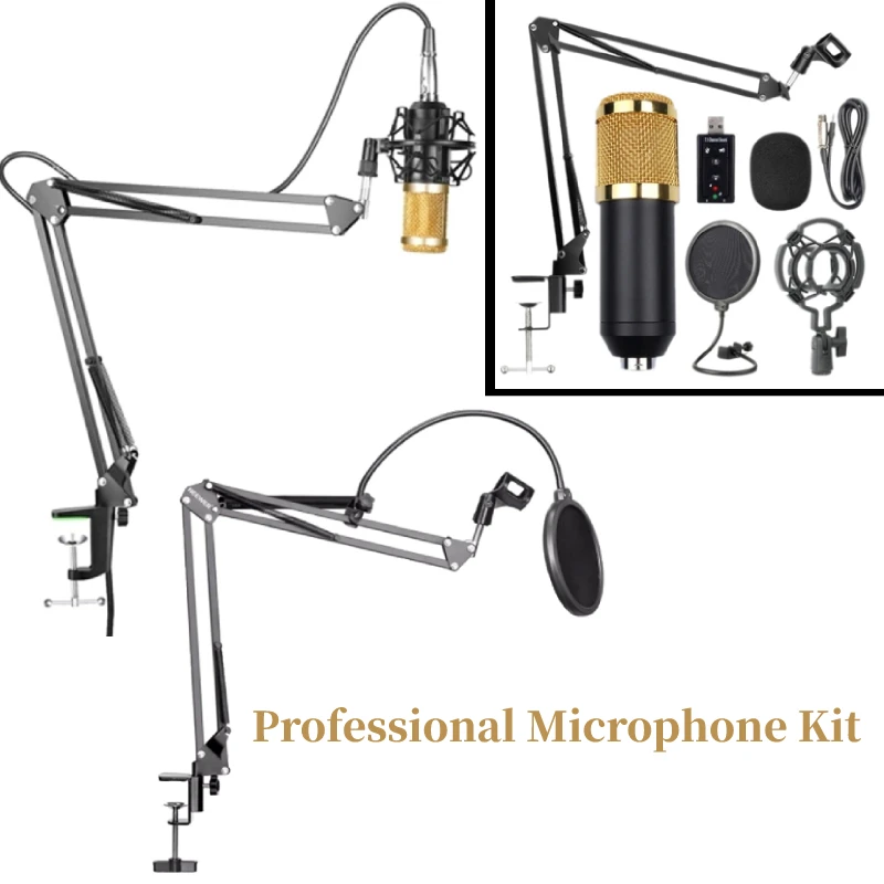 Bm800 Professional Suspension Microphone Kit Studio Live Stream Broadcasting Recording Condenser Set | Электроника