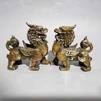 5chinese folk collection old bronze pixiu statue a pair guard poodle office ornaments town house exorcism ward off evil spirits