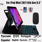 Магнитный чехол для iPad Mini 2021 6-го поколения, чехол с клавиатурой для iPad Mini 6 A2568, чехол с русской, испанской, арабской, корейской клавиатурой
