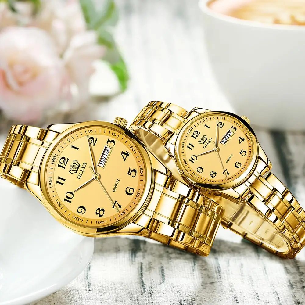 OLEVS Couple Watch Men Women Stainless Steel Fashion Pair Watches Clock reloj hombre reloj mujer Digital dial Lovers Watches