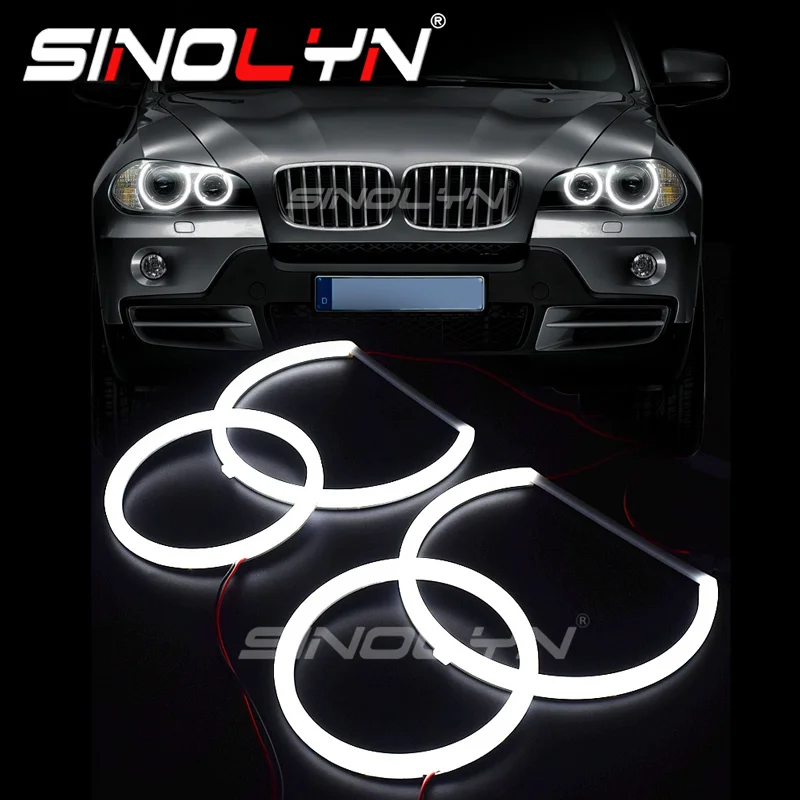 Sinolyn Angel Eyes LED Tuning For BMW X5 E70 Xenon Headlight Cotton Light Turn Signal DRL Car Lights Accessories Retrofit Style