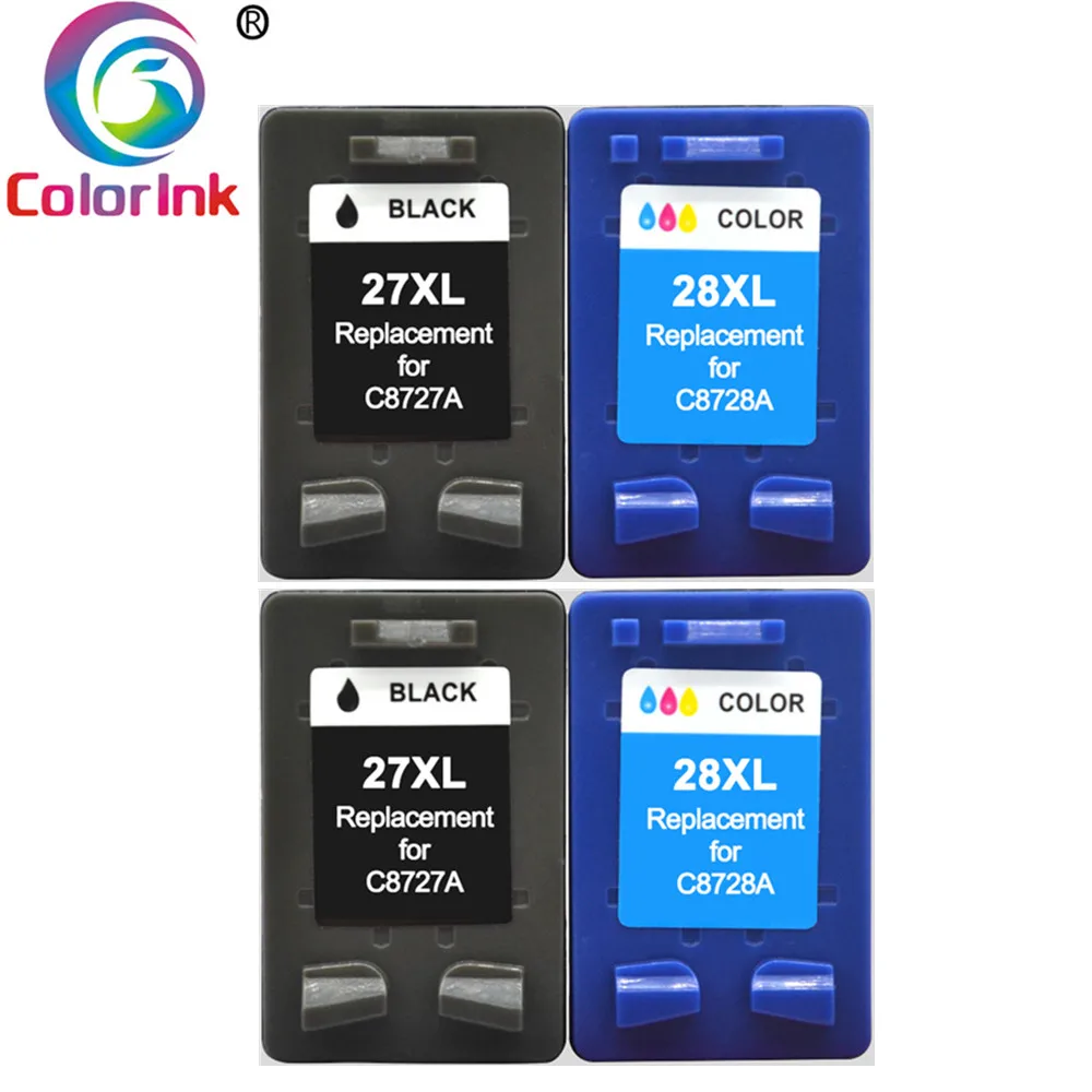 Coloink 2 шт 27XL 28XL Заправляемый картридж Замена для hp 27 28 XL для hp с чернилами hp Deskjet 450 450CI 5550 3420 3520 3550 3650 чернил - Цвет: 2BK 2Color