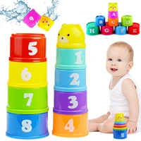 9 pcs stacking cup toys baby plastic cup with letters numbers learning activity nesting cup colorful game toy for kids baby