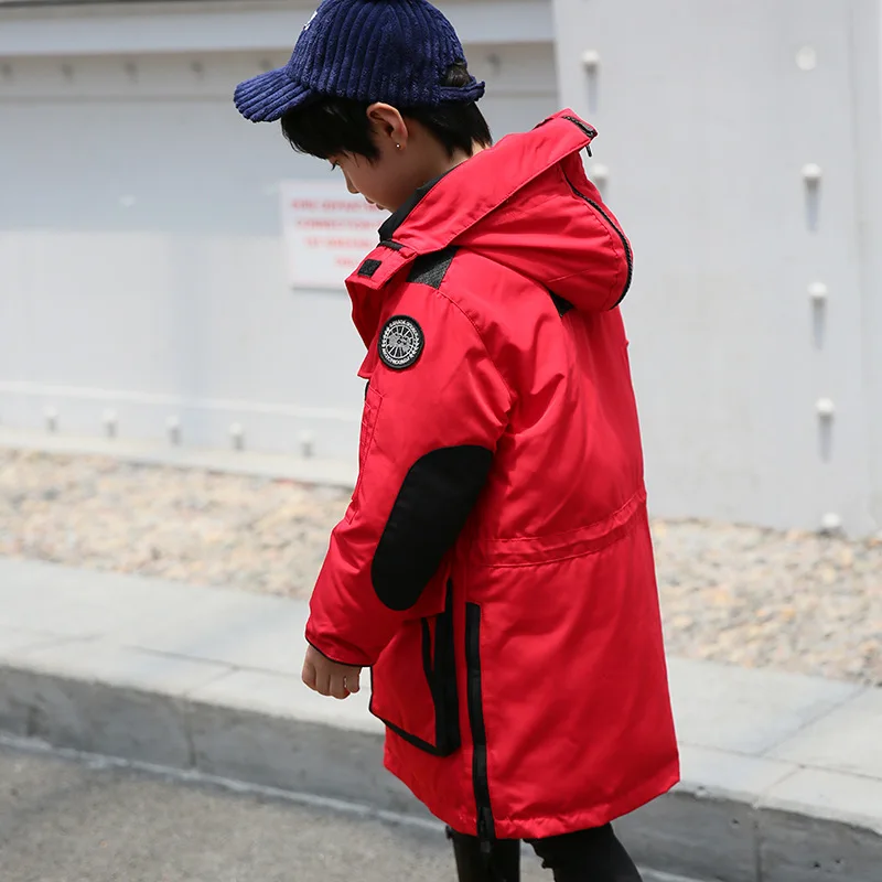 Пуховая куртка для мальчиков новая стильная Длинная зимняя плотная корейская