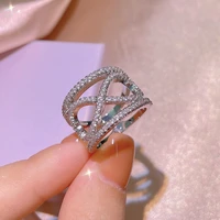 luxury 925 sterling silver 3a cubic zirconia for women wedding ring eternity band engagement geometric rings jewelry top quality