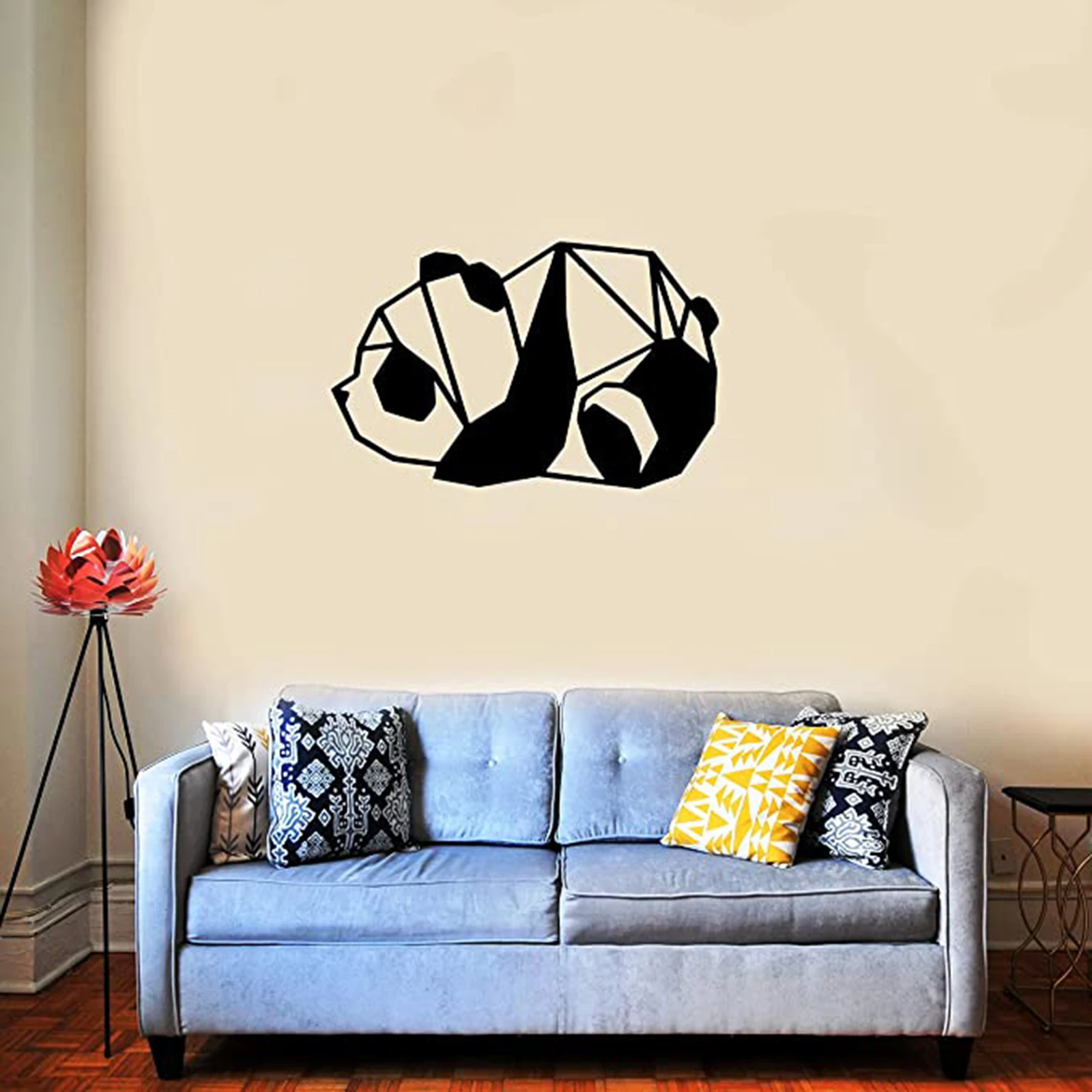 

Animal Panda Wall Decor Metal Modern Geometric Art Hanging Ornament Cute Hollow for Home Room HR