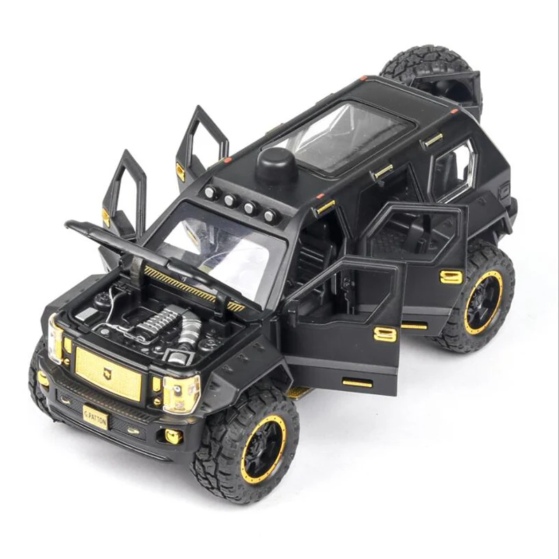 Simulation Army Car George Patton 1:24 SUV Model Furnishing Sound Light Toy Boy Gift Collection Metal Die Cast Jeep-Car | Игрушки и