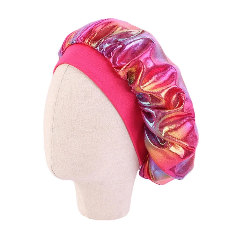 

Fashion Hair Bonnet Satin Silky Big Bonnet Kids Children Sleep Cap Headwrap Hat