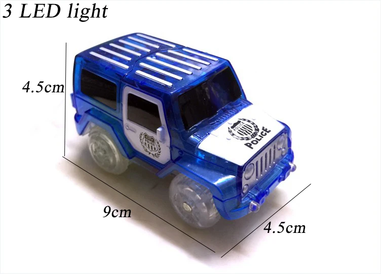 3 LED POLICE Светодиодный автомобиль с 5 мигающими огнями пластиковая гоночная электроника для детей гоночная светится трек DIY Головоломка американские горки Игрушки - Цвет: 3 LED POLICE