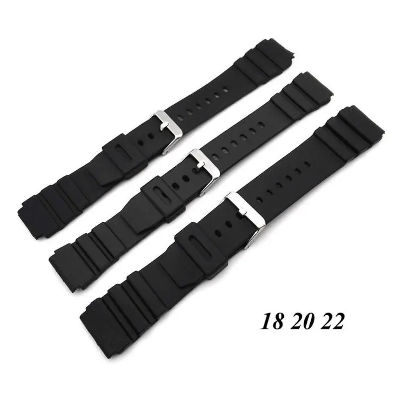 

M2EB Silicone Rubber Watch Strap Band Deployment Buckle Diver Waterproof 18mm - 22mm