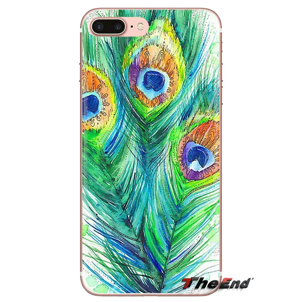 Красочные павлиньи перья печати для iPhone XS Max XR X 4 4S 5 5S 5C SE 6 6S 7 8 плюс samsung Galaxy J1 J3 J5 J7 A3