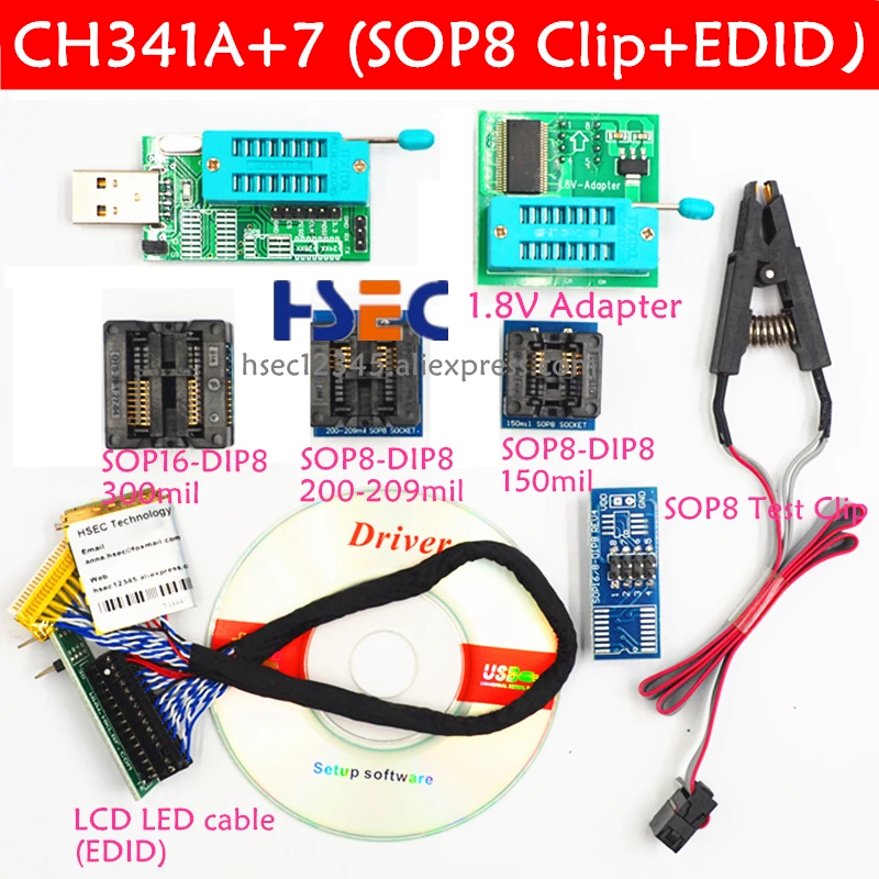 V9.00 TL866II плюс универсальный Minipro программатор с адаптерами+ тестовый зажим TL866 PIC биос высокоскоростной программатор