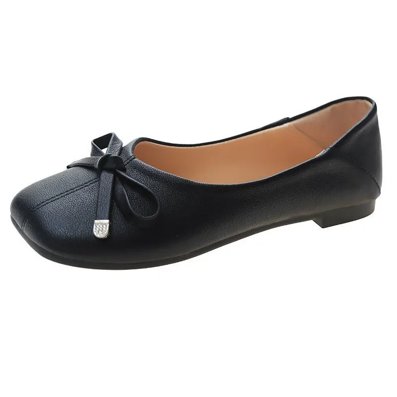 

Single Shoes Women Spring, Summer and Autumn All-match 2021 New Flat Fashion Bow Soft Bottom Shallow Mouth Square Toe Shoes