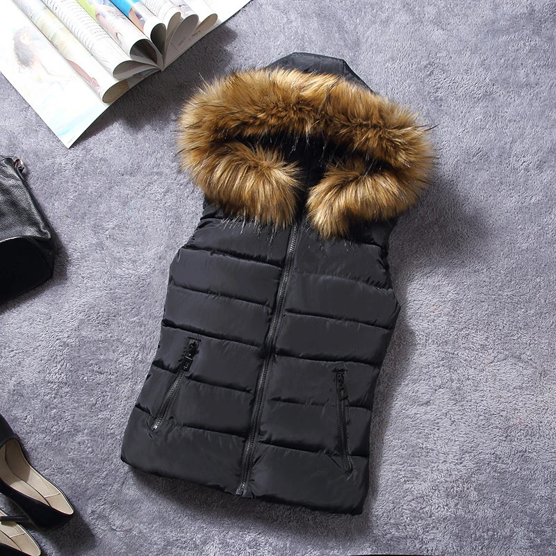 

2021 Hooded Vest Women's Vest Women's Autumn Winter Down Vest Female Winter Vest Down Cotton Casual Waistcoat Jackets Coats